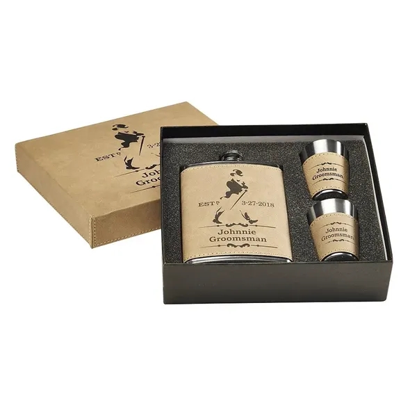 Custom Leatherette Flask Set