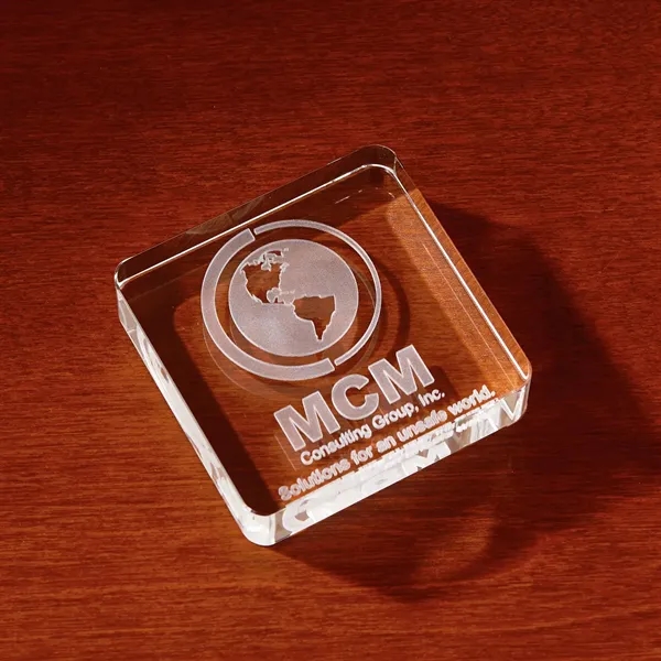 Custom 3D Crystal Square Paperweight - Small