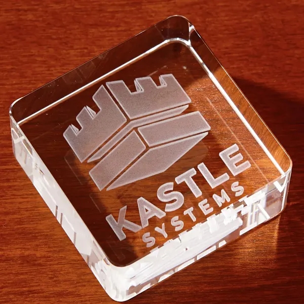 Custom 3D Crystal Square Paperweight - Large