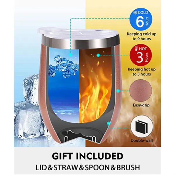 12 OZ Stainless Steel Wine Tumbler - 12 OZ Stainless Steel Wine Tumbler - Image 2 of 4