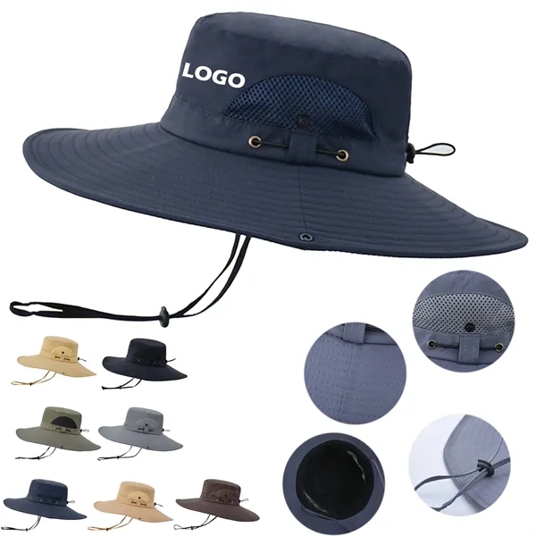 Outdoor Fishing Wide Brim Sun Bucket Hat - Outdoor Fishing Wide Brim Sun Bucket Hat - Image 0 of 8