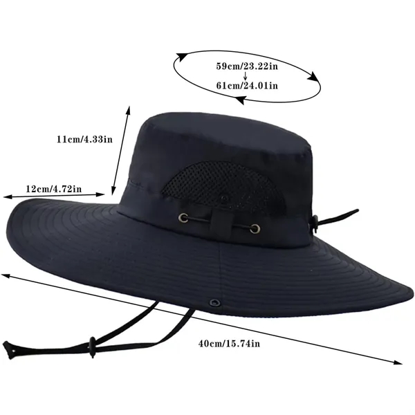 Outdoor Fishing Wide Brim Sun Bucket Hat - Outdoor Fishing Wide Brim Sun Bucket Hat - Image 1 of 8