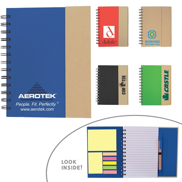 Eco-Recycled Magnetic Journal with Sticky Notes and Flags