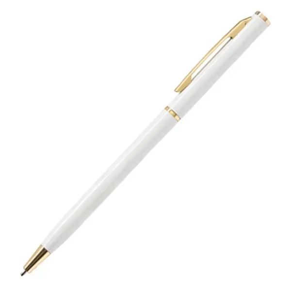 Slim Metal Hotel Ballpoint Pen with Gold Accents - Slim Metal Hotel Ballpoint Pen with Gold Accents - Image 5 of 5