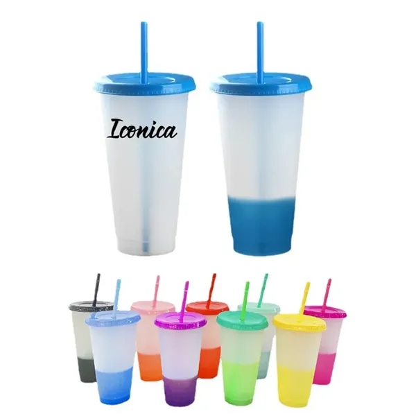 Thermochromic Cups with Lids and Straw - Thermochromic Cups with Lids and Straw - Image 0 of 1