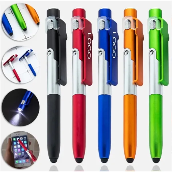 Folding LED Stylus Ballpoint Pen with Phone Stand - Folding LED Stylus Ballpoint Pen with Phone Stand - Image 0 of 3