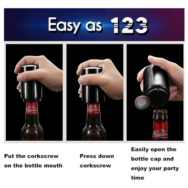 Push Down Stainless Steel Automatic Beer Bottle Opener - Push Down Stainless Steel Automatic Beer Bottle Opener - Image 2 of 3