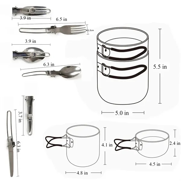 6pcs Camping Lightweight Cookware Kit - 6pcs Camping Lightweight Cookware Kit - Image 1 of 1