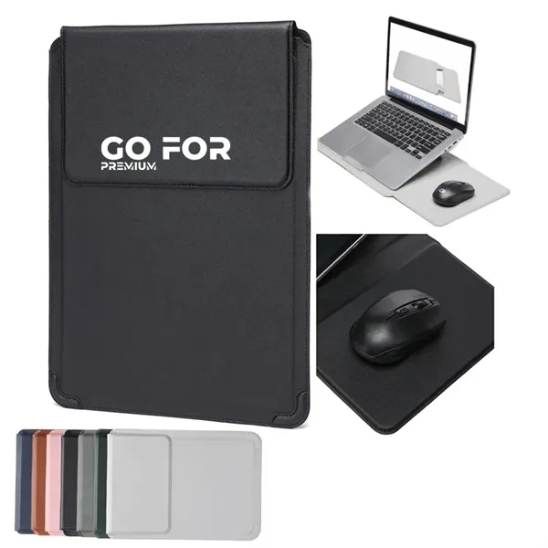 14 Inch Laptop Sleeve Case Leather Bag with Stand - 14 Inch Laptop Sleeve Case Leather Bag with Stand - Image 0 of 11