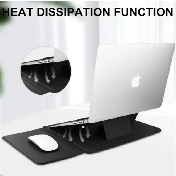 14 Inch Laptop Sleeve Case Leather Bag with Stand - 14 Inch Laptop Sleeve Case Leather Bag with Stand - Image 3 of 11