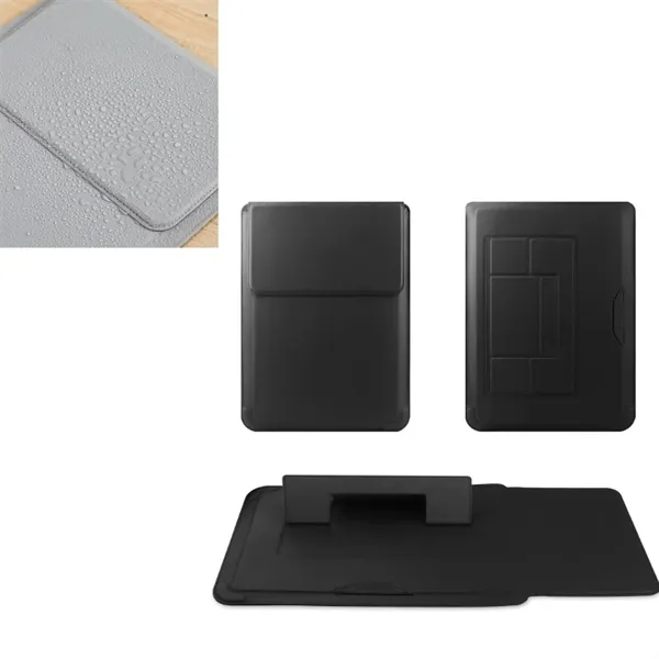 14 Inch Laptop Sleeve Case Leather Bag with Stand - 14 Inch Laptop Sleeve Case Leather Bag with Stand - Image 4 of 11
