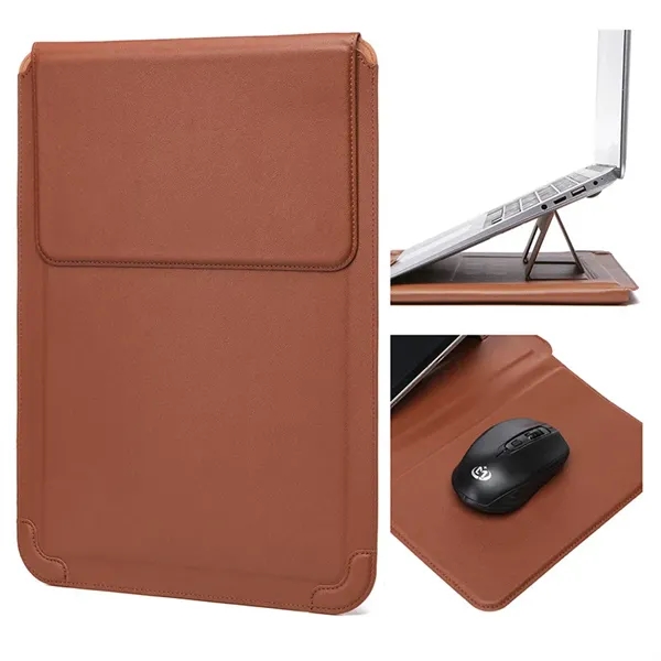 14 Inch Laptop Sleeve Case Leather Bag with Stand - 14 Inch Laptop Sleeve Case Leather Bag with Stand - Image 6 of 11