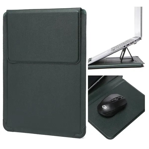 14 Inch Laptop Sleeve Case Leather Bag with Stand - 14 Inch Laptop Sleeve Case Leather Bag with Stand - Image 7 of 11