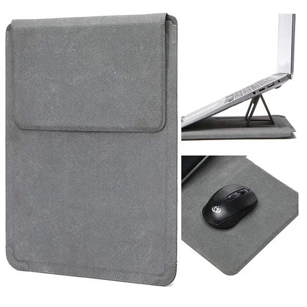 14 Inch Laptop Sleeve Case Leather Bag with Stand - 14 Inch Laptop Sleeve Case Leather Bag with Stand - Image 8 of 11