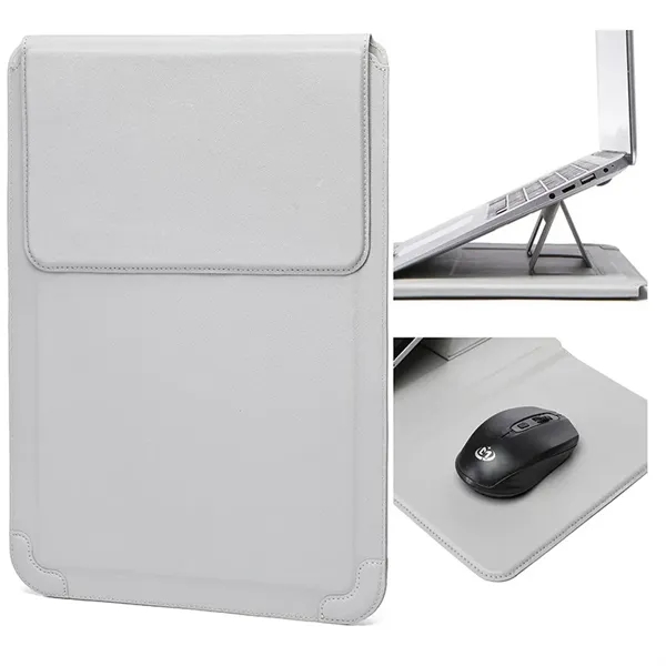 14 Inch Laptop Sleeve Case Leather Bag with Stand - 14 Inch Laptop Sleeve Case Leather Bag with Stand - Image 9 of 11