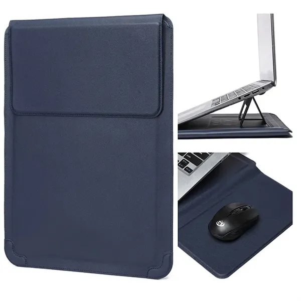 14 Inch Laptop Sleeve Case Leather Bag with Stand - 14 Inch Laptop Sleeve Case Leather Bag with Stand - Image 10 of 11