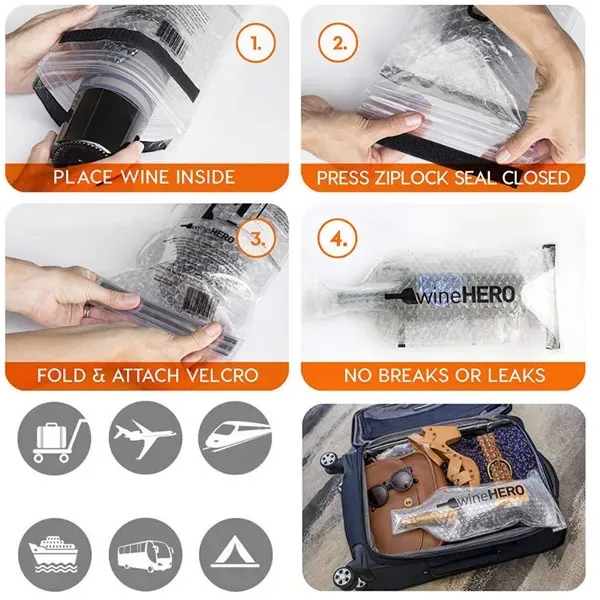 Travel Wine Bottle Bubble Wrap Bag - Travel Wine Bottle Bubble Wrap Bag - Image 2 of 7