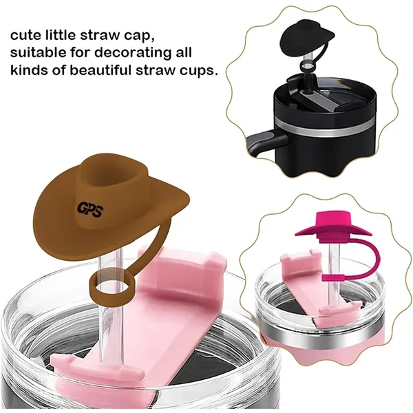 Cowboy Hat Shaped Silicone Straw Dust-Proof Cover - Cowboy Hat Shaped Silicone Straw Dust-Proof Cover - Image 2 of 2