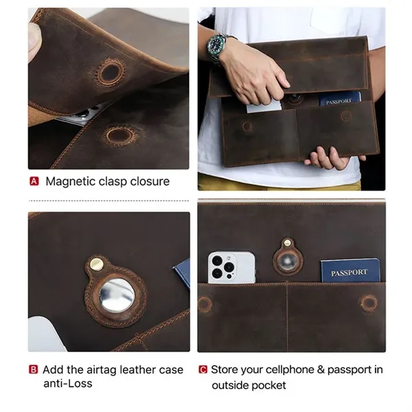 Genuine Leather Portfolio Protective Laptop Sleeve Bag - Genuine Leather Portfolio Protective Laptop Sleeve Bag - Image 2 of 12