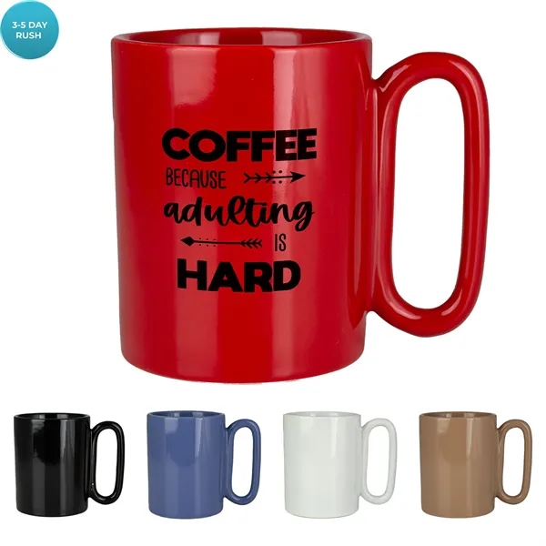 Retro 11 Oz Ceramic Mug With Large Handle
