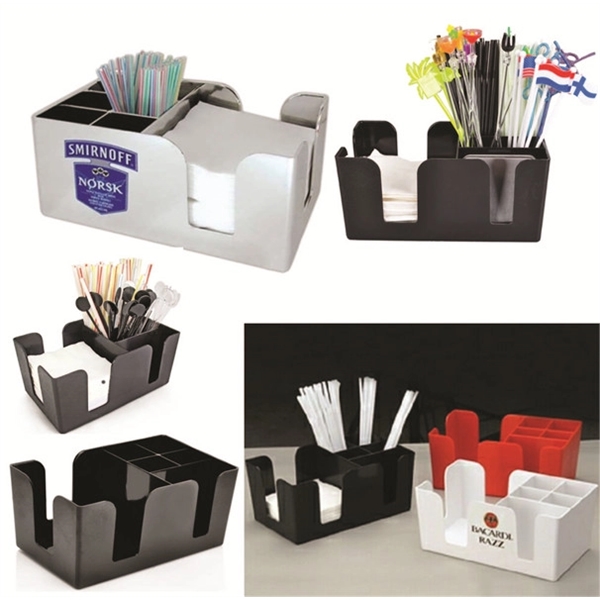 Napkin Caddy / Holder with 6 Straw Pockets - Napkin Caddy / Holder with 6 Straw Pockets - Image 0 of 6