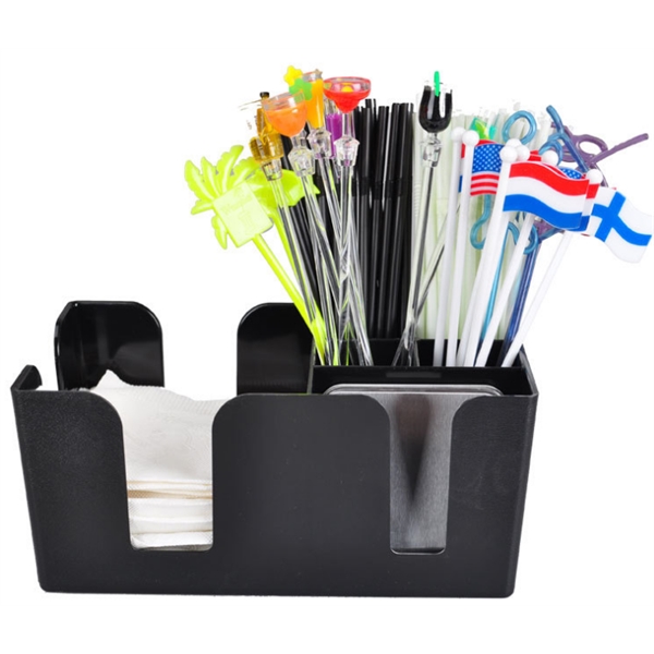 Napkin Caddy / Holder with 6 Straw Pockets - Napkin Caddy / Holder with 6 Straw Pockets - Image 3 of 6