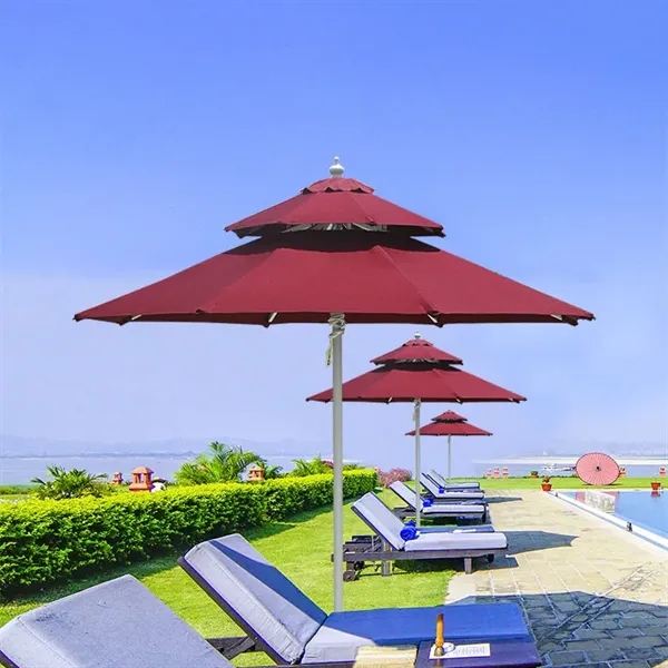 Heavy Duty Polyester Aluminum Patio Market Umbrella - Heavy Duty Polyester Aluminum Patio Market Umbrella - Image 2 of 3