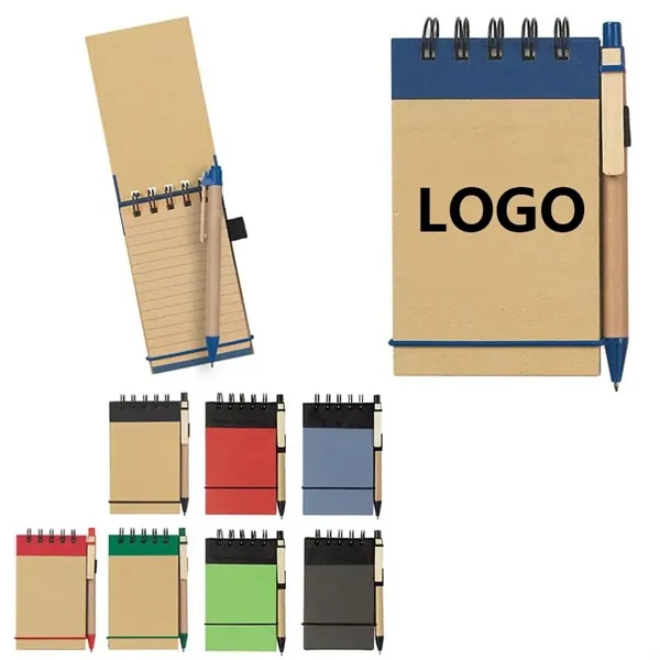 Recyclable Lined Spiral Jotter Notebook With Ballpoint Pen - Recyclable Lined Spiral Jotter Notebook With Ballpoint Pen - Image 0 of 3