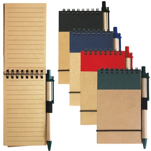 Recyclable Lined Spiral Jotter Notebook With Ballpoint Pen - Recyclable Lined Spiral Jotter Notebook With Ballpoint Pen - Image 2 of 3