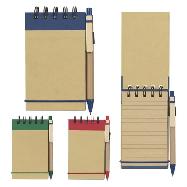 Recyclable Lined Spiral Jotter Notebook With Ballpoint Pen - Recyclable Lined Spiral Jotter Notebook With Ballpoint Pen - Image 3 of 3