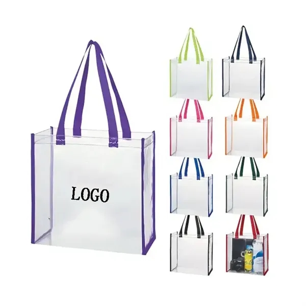 12'' Clear PVC Waterproof Reusable Stadium Tote Bag - 12'' Clear PVC Waterproof Reusable Stadium Tote Bag - Image 0 of 2