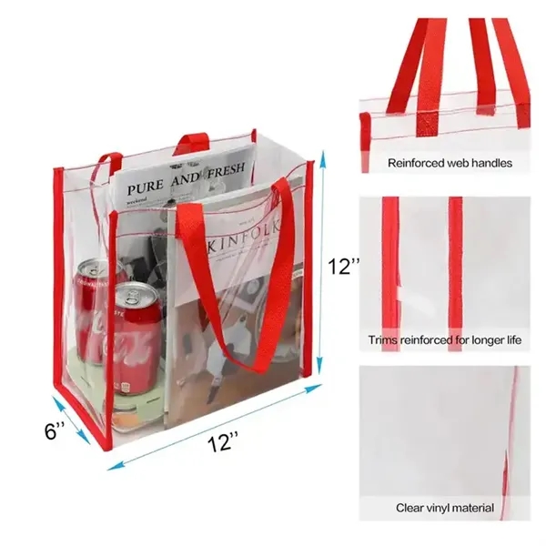 12'' Clear PVC Waterproof Reusable Stadium Tote Bag - 12'' Clear PVC Waterproof Reusable Stadium Tote Bag - Image 1 of 2