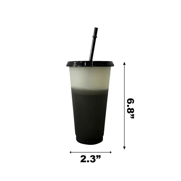 24oz Plastic Color Changing Tumbler with Lids and Straws - 24oz Plastic Color Changing Tumbler with Lids and Straws - Image 2 of 3