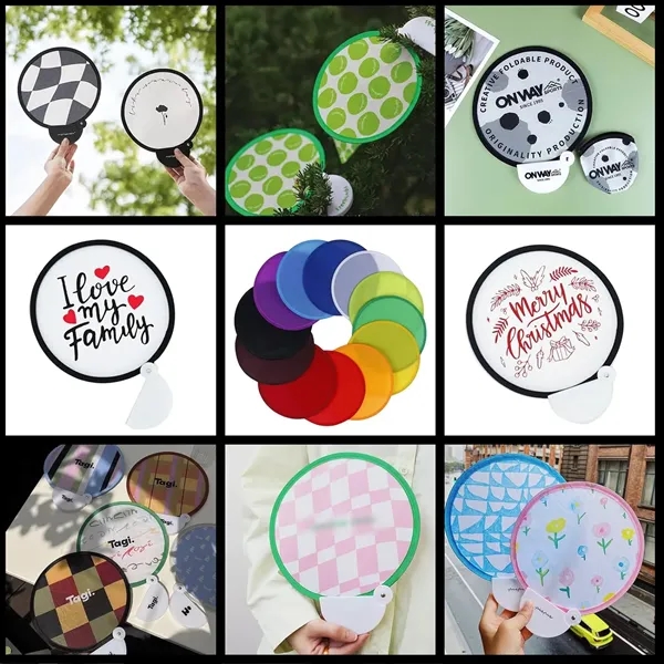 Personalized Folding-Hand Round Advertising-Fan - Personalized Folding-Hand Round Advertising-Fan - Image 0 of 6
