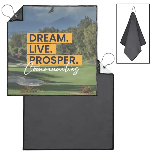 Two-Sided Microfiber Golf Towel w/ Full Color Sublimation - Two-Sided Microfiber Golf Towel w/ Full Color Sublimation - Image 0 of 3