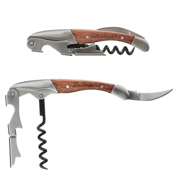 Custom Mahogany Style Waiter's Corkscrew Wine Bottle Opener