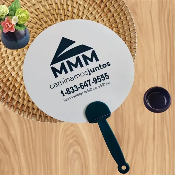 Custom Printed Round Paper Hand Fan for Wedding or Event - Custom Printed Round Paper Hand Fan for Wedding or Event - Image 1 of 6