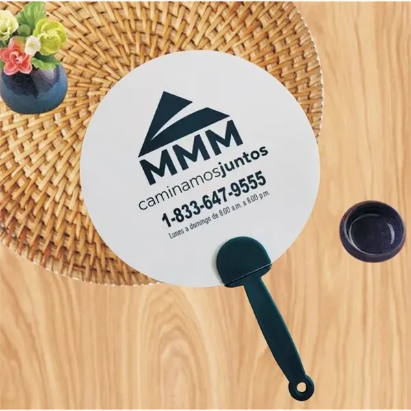 Custom Printed Round Paper Hand Fan for Wedding or Event - Custom Printed Round Paper Hand Fan for Wedding or Event - Image 5 of 6