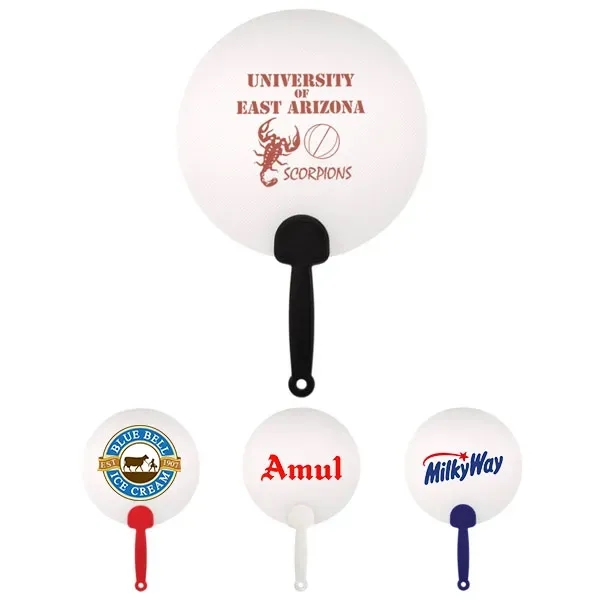 Custom Printed Round Paper Hand Fan for Wedding or Event - Custom Printed Round Paper Hand Fan for Wedding or Event - Image 0 of 6