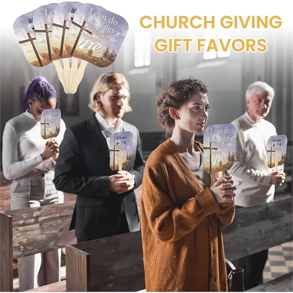 Thin Paper Fans with Wooden Handle for Wedding And Parties - Thin Paper Fans with Wooden Handle for Wedding And Parties - Image 2 of 6