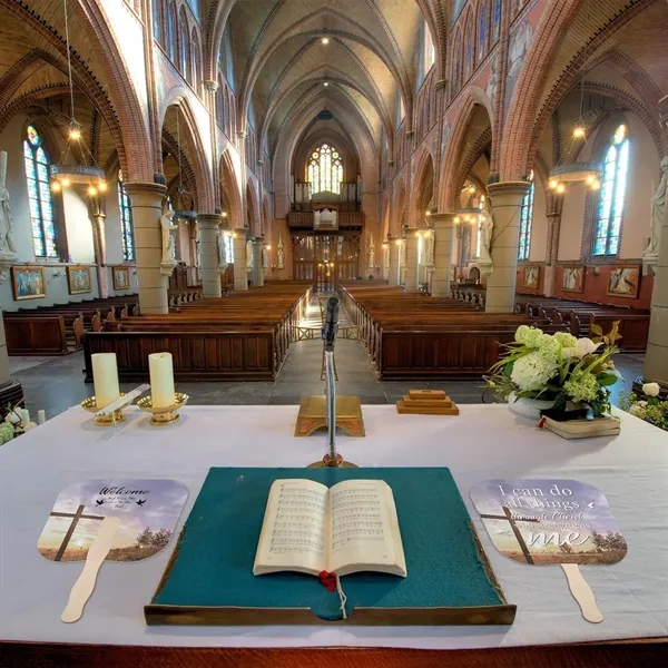 Thin Paper Fans with Wooden Handle for Wedding And Parties - Thin Paper Fans with Wooden Handle for Wedding And Parties - Image 4 of 6