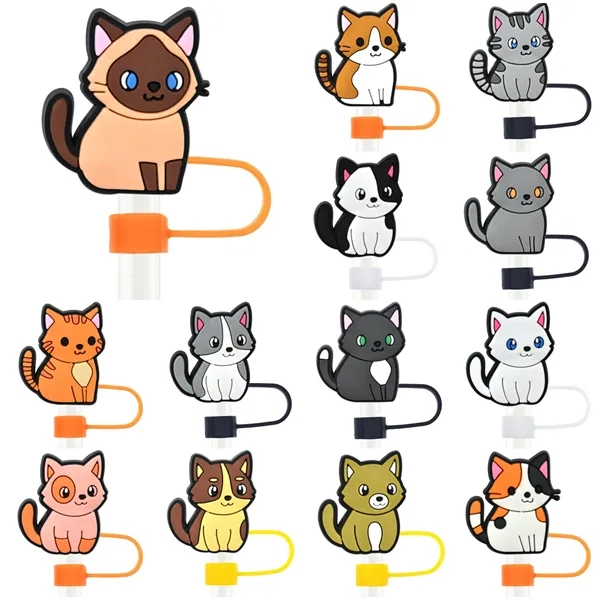 Reusable Cute Cat Straw Toppers Drinking Covers - Reusable Cute Cat Straw Toppers Drinking Covers - Image 1 of 11