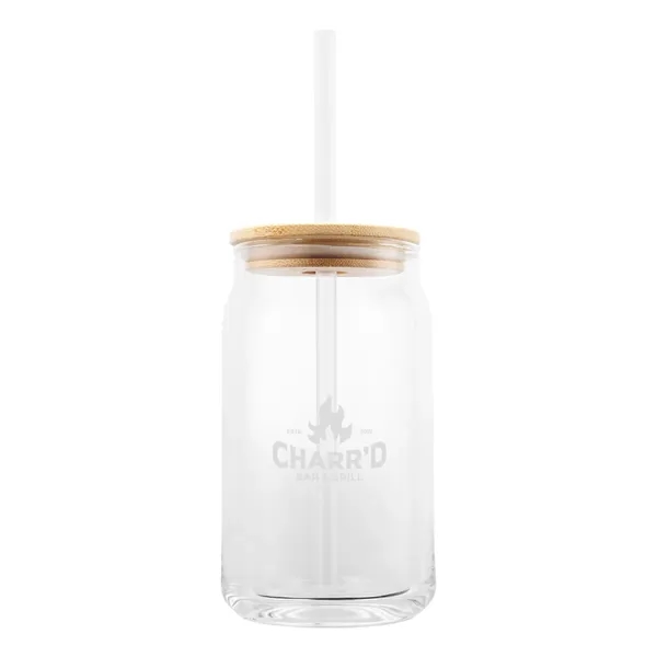Custom 17 Oz. Soda Lime Glass Can With Bamboo Lid