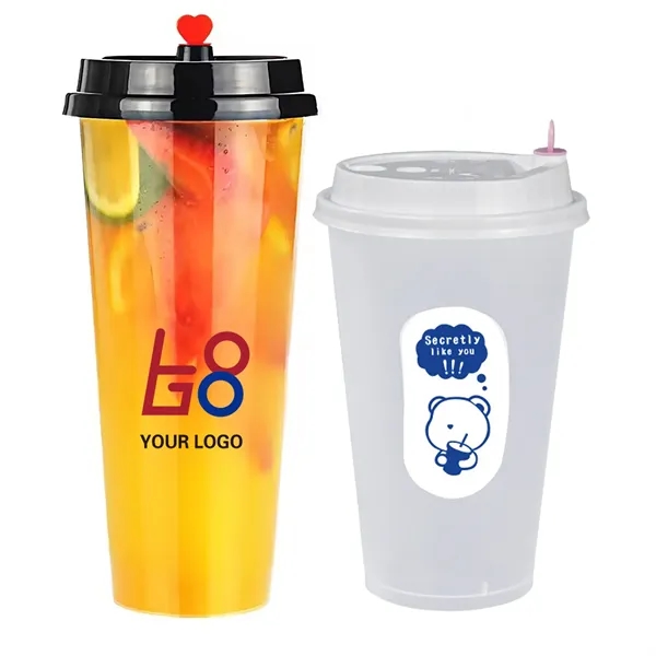 Reusable 16 oz Plastic Coffee Cup with Lid - Reusable 16 oz Plastic Coffee Cup with Lid - Image 0 of 1