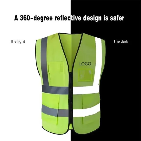 Workwear Reflective Safety Vest With Pockets - Workwear Reflective Safety Vest With Pockets - Image 1 of 5