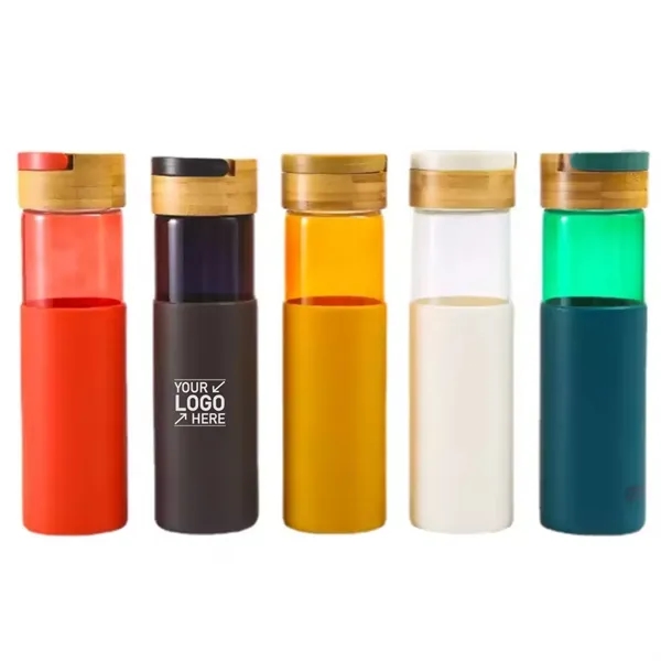 20oz Glass Water Bottle with Leak-Proof Bamboo - 20oz Glass Water Bottle with Leak-Proof Bamboo - Image 0 of 6