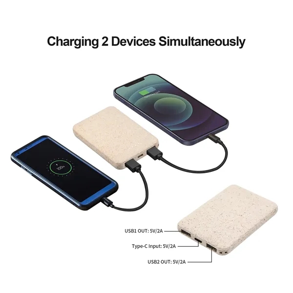 5000mAh Eco-Friendly Power Bank with Wheat Straw Housing - 5000mAh Eco-Friendly Power Bank with Wheat Straw Housing - Image 2 of 6