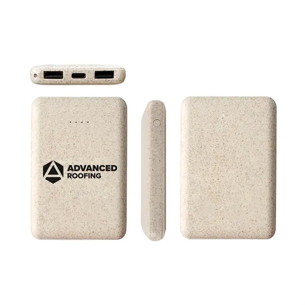 5000mAh Eco-Friendly Power Bank with Wheat Straw Housing - 5000mAh Eco-Friendly Power Bank with Wheat Straw Housing - Image 3 of 6