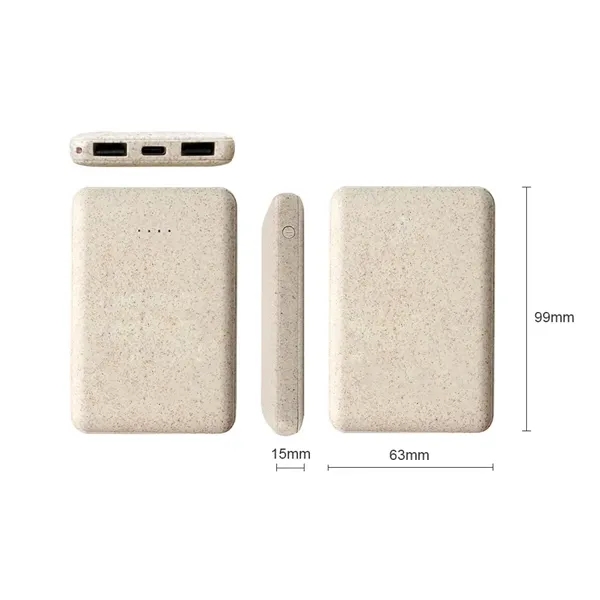 5000mAh Eco-Friendly Power Bank with Wheat Straw Housing - 5000mAh Eco-Friendly Power Bank with Wheat Straw Housing - Image 6 of 6