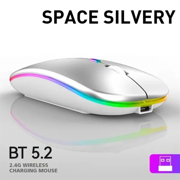 Super Slim Rechargeable Silent Wireless Mouse with LED Light - Super Slim Rechargeable Silent Wireless Mouse with LED Light - Image 1 of 10